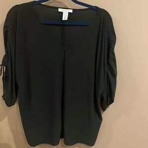White House Black Market Jersey Top with Ruched Sleeves- Size Small